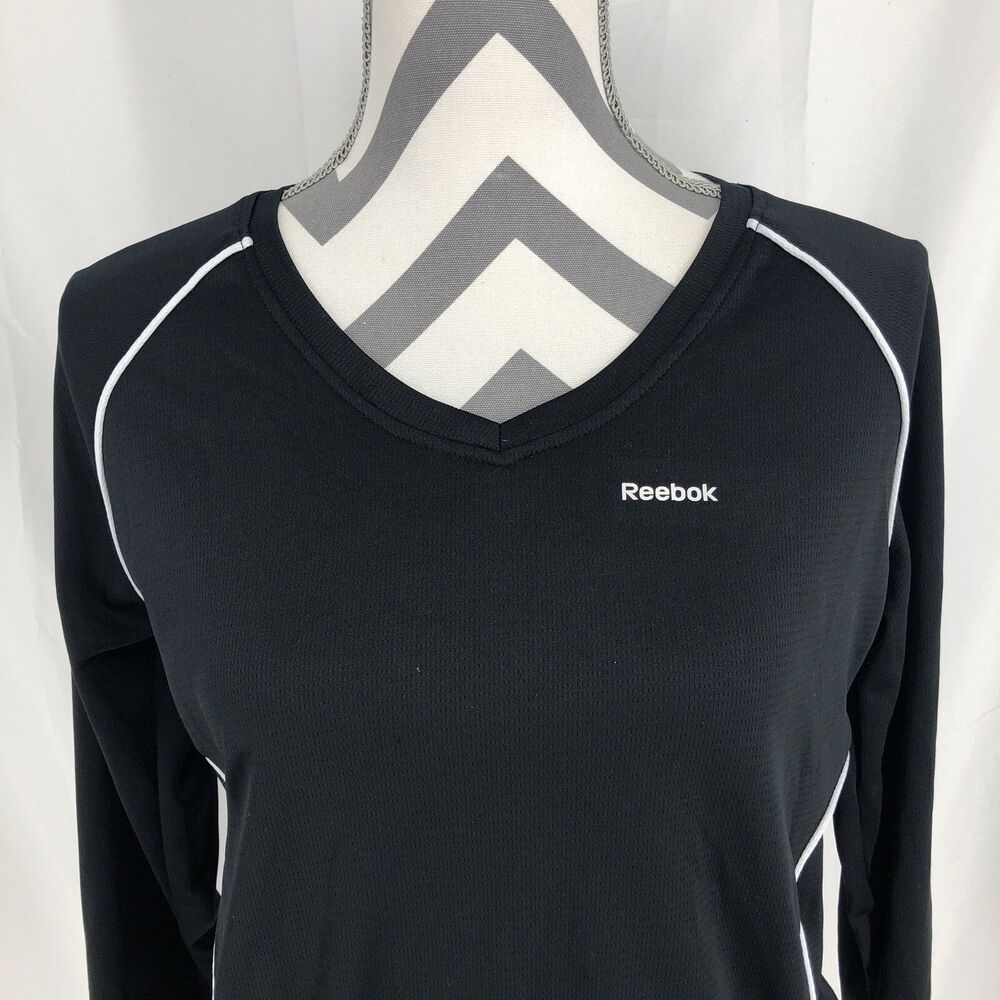 Reebok Play Dry Black Long Sleeve Performance Shirt Medium